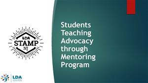 Page 1 of the presentation Students Teaching Advocacy Through Mentoring